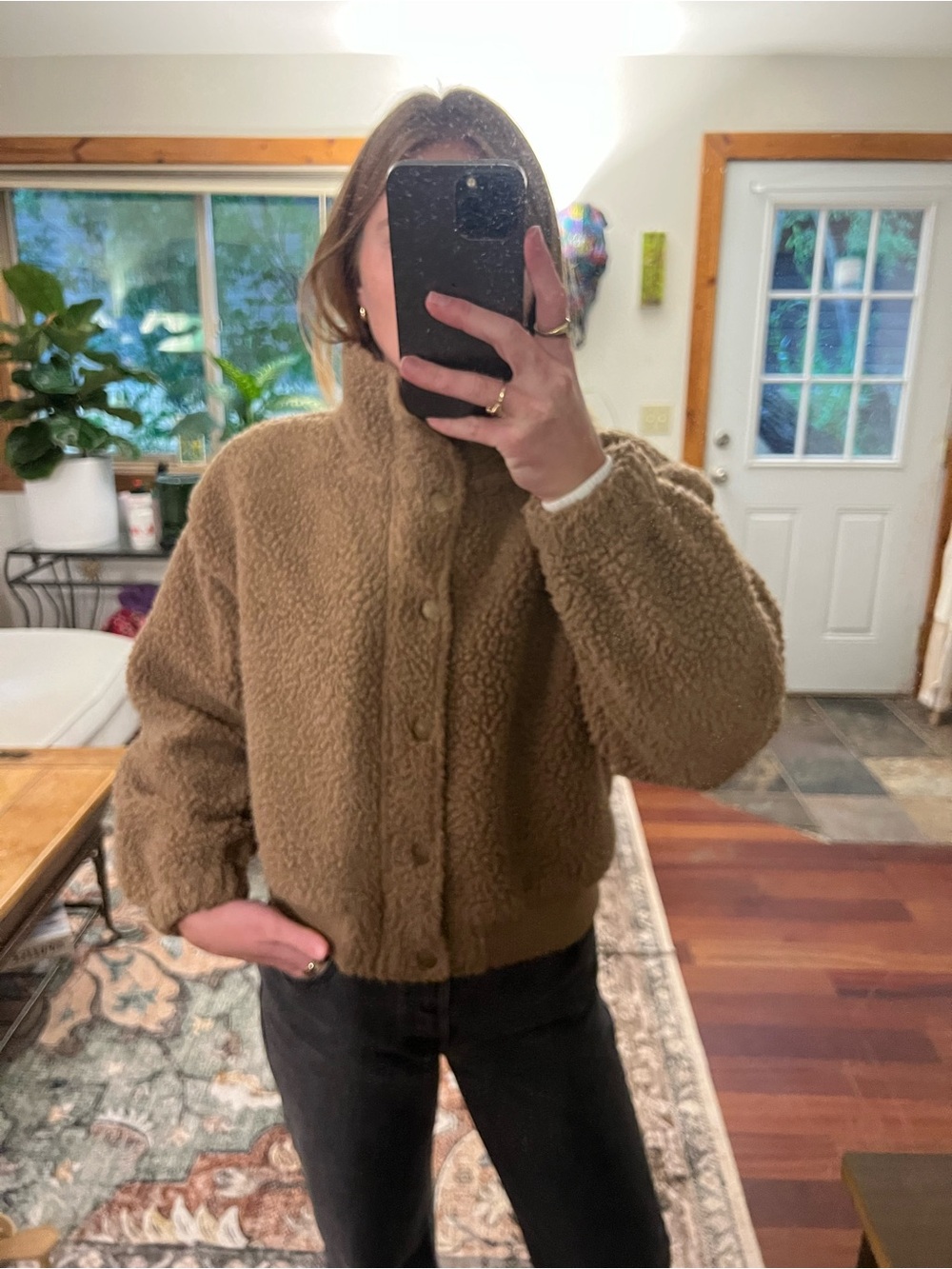 Lush Plush Teddy Coat in Camel Brown
